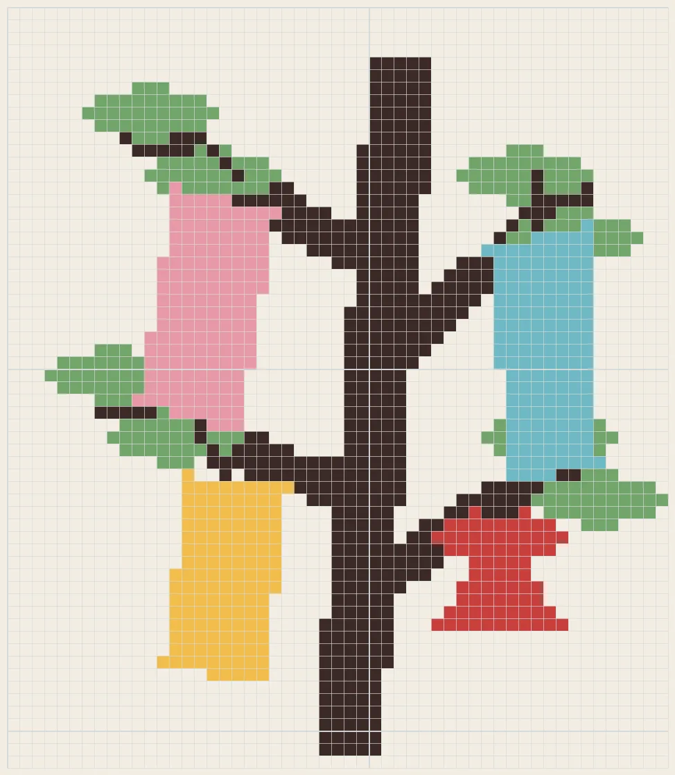 Tanabata wish bamboo perler bead pattern