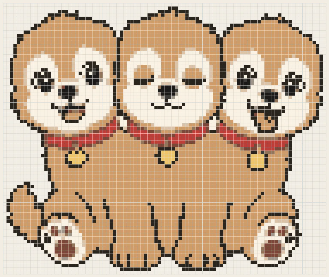 Three-head guard dog perler bead pattern