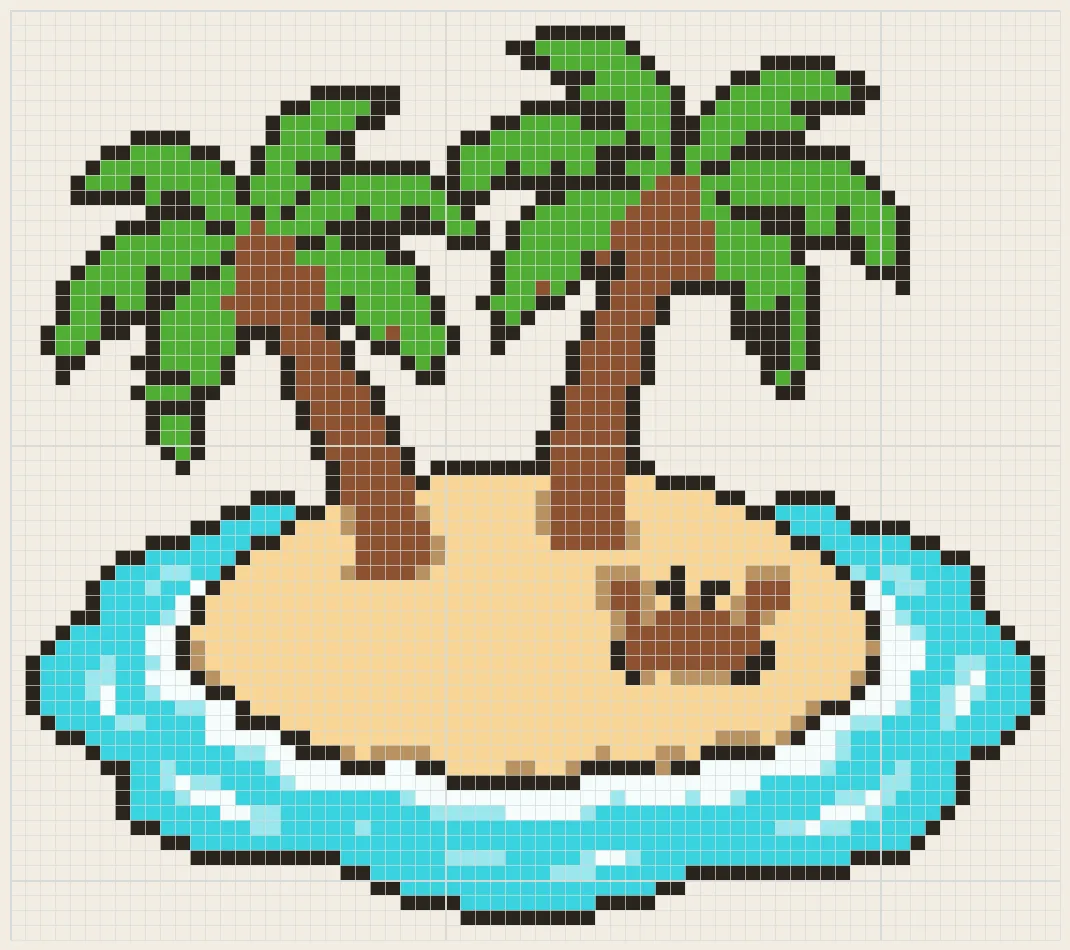 Tiny palm island perler bead pattern