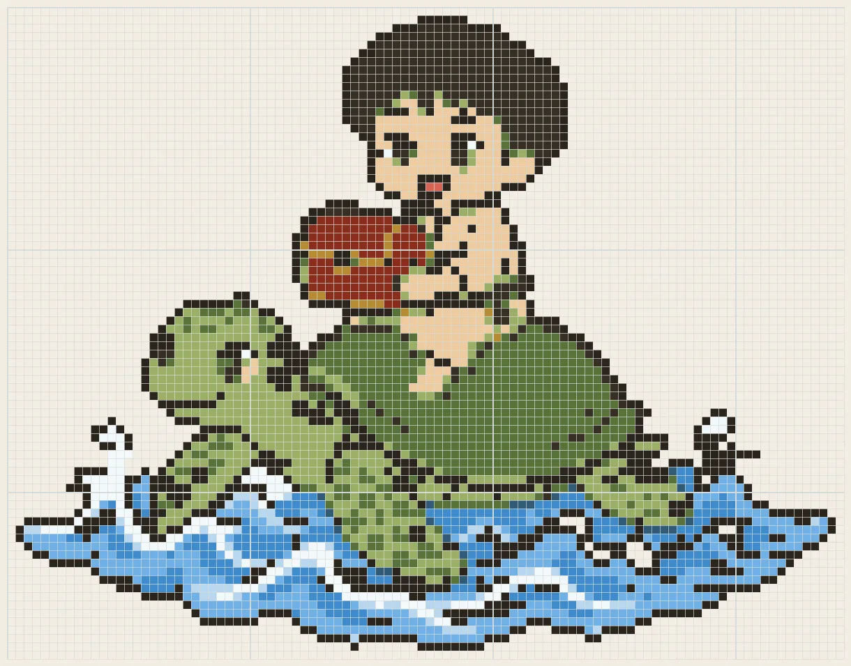Turtle ride boy perler bead pattern