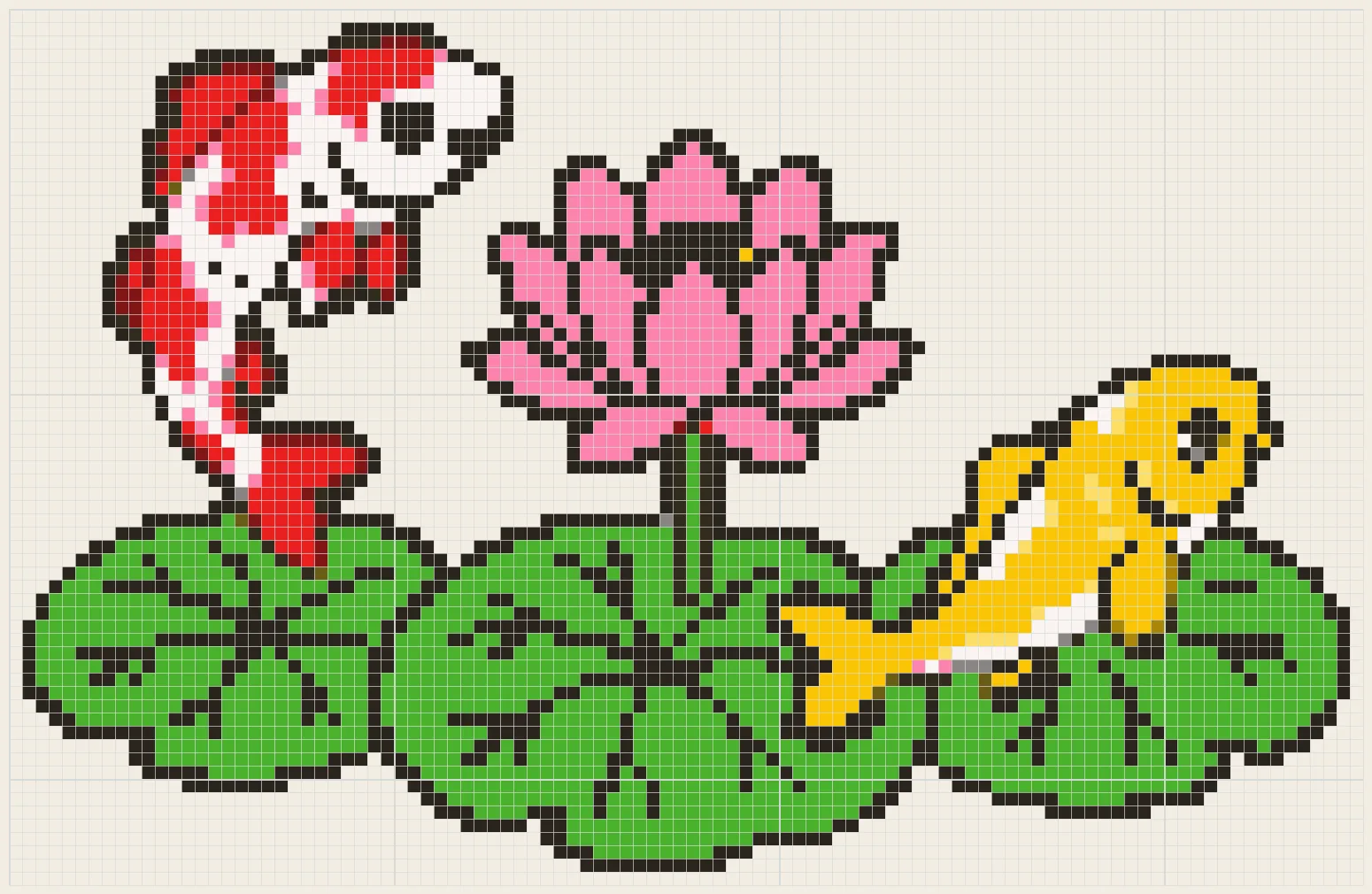 Twin koi and lotus perler bead pattern