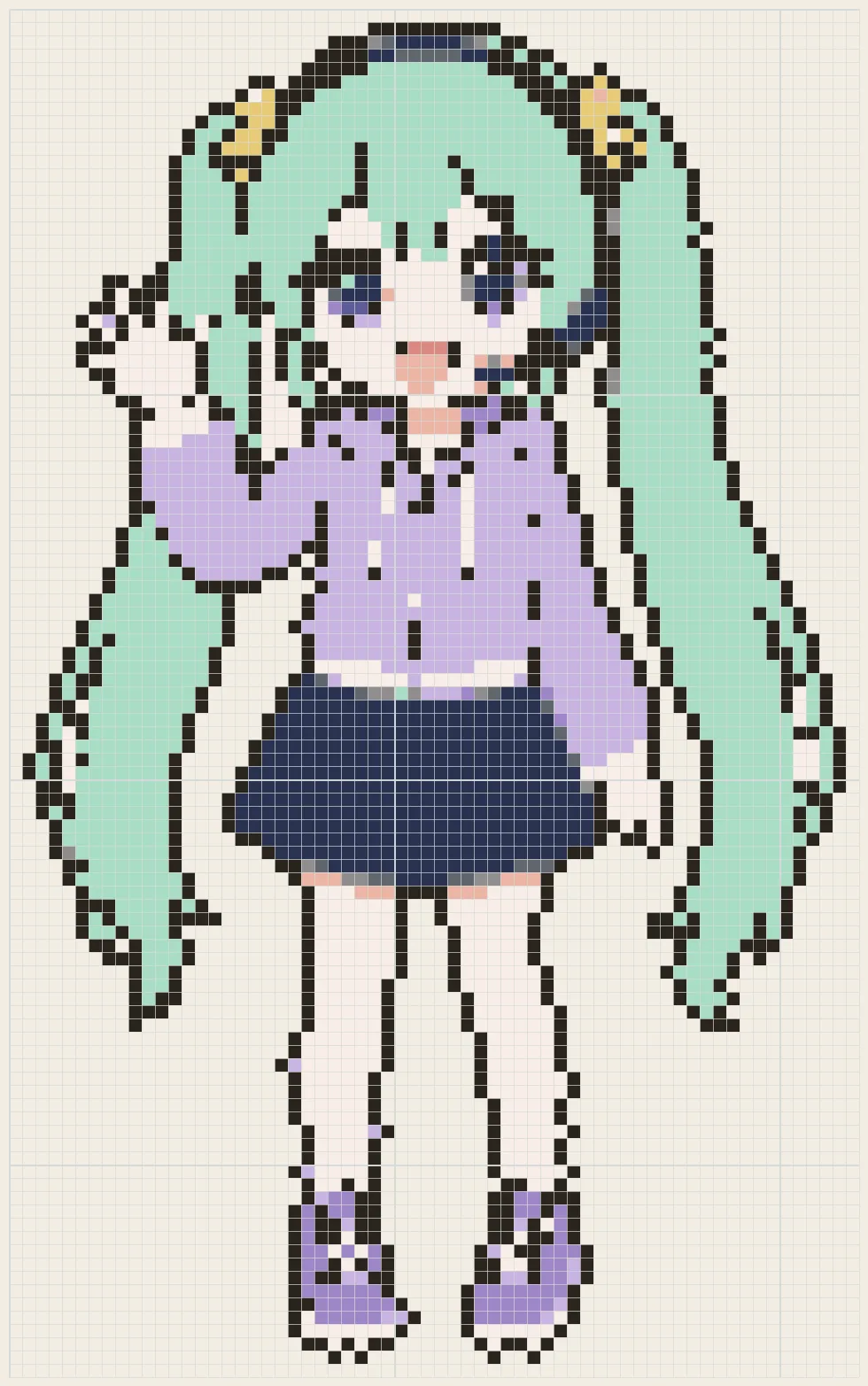 Twin-tail headset perler bead pattern