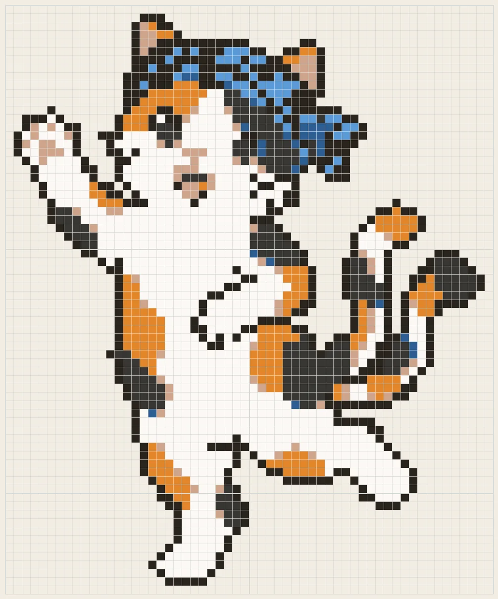 Dancing two-tailed cat perler bead pattern