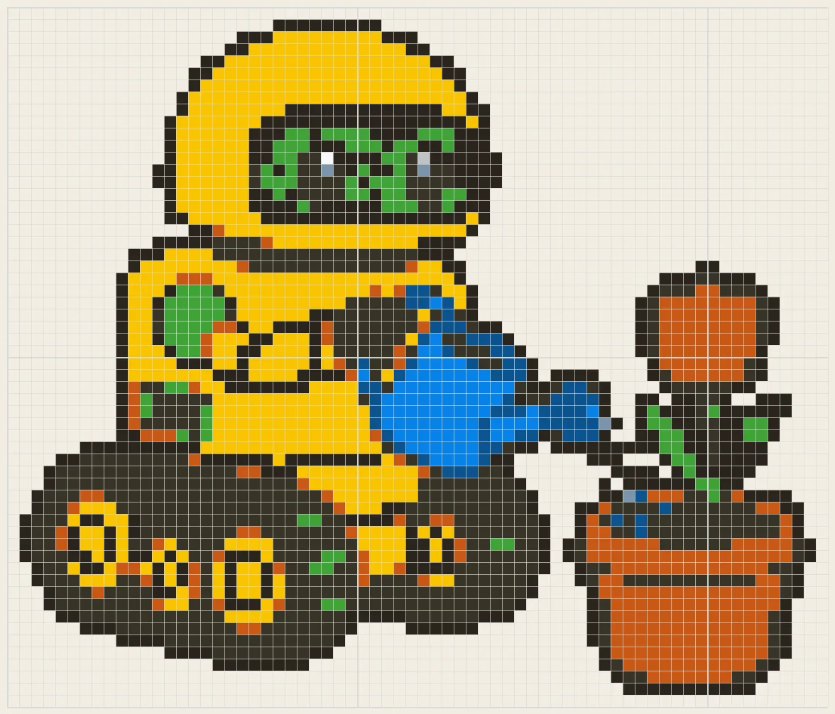Garden watering robot perler bead pattern