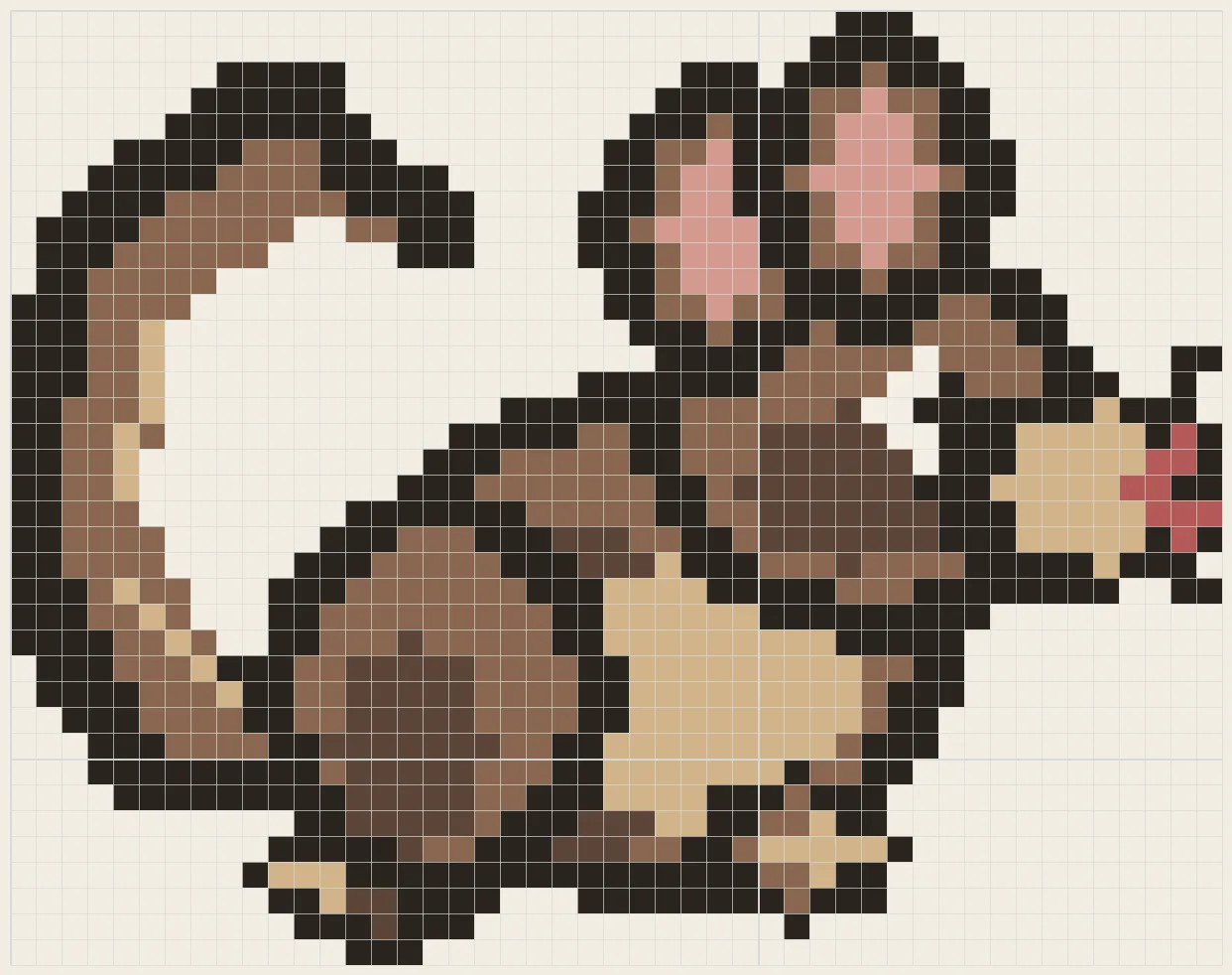Whisker rat perler bead pattern