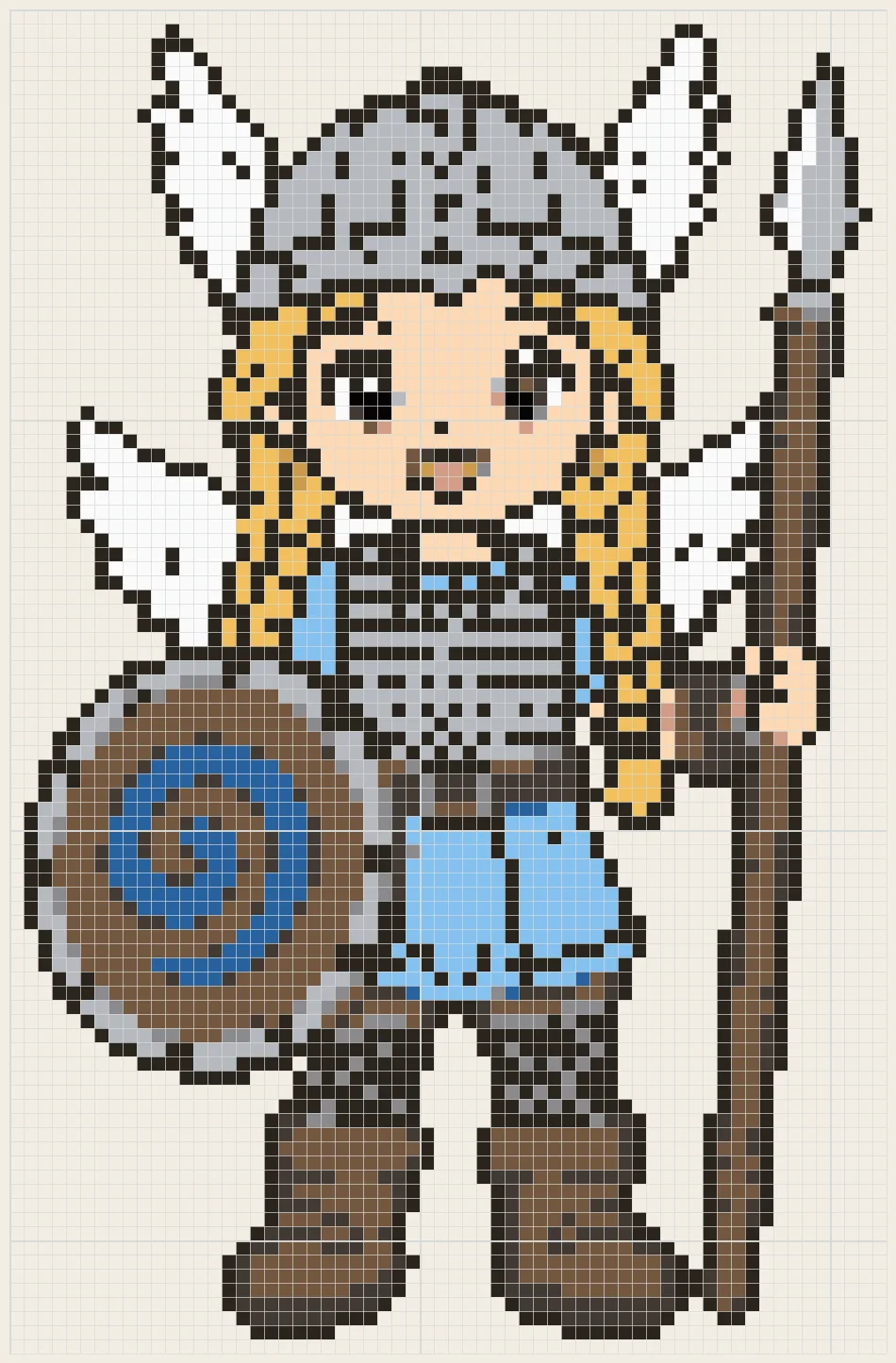 Winged helm shieldmaiden perler bead pattern