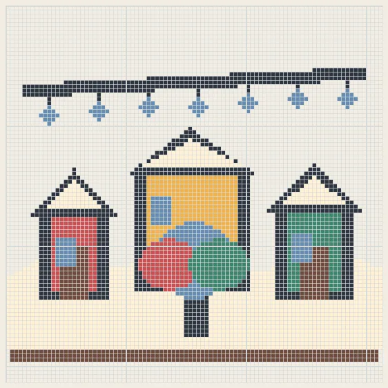 Winter village festival perler bead pattern