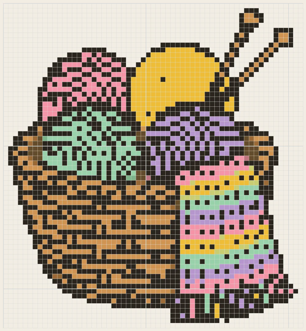 Yarn knitting basket perler bead pattern